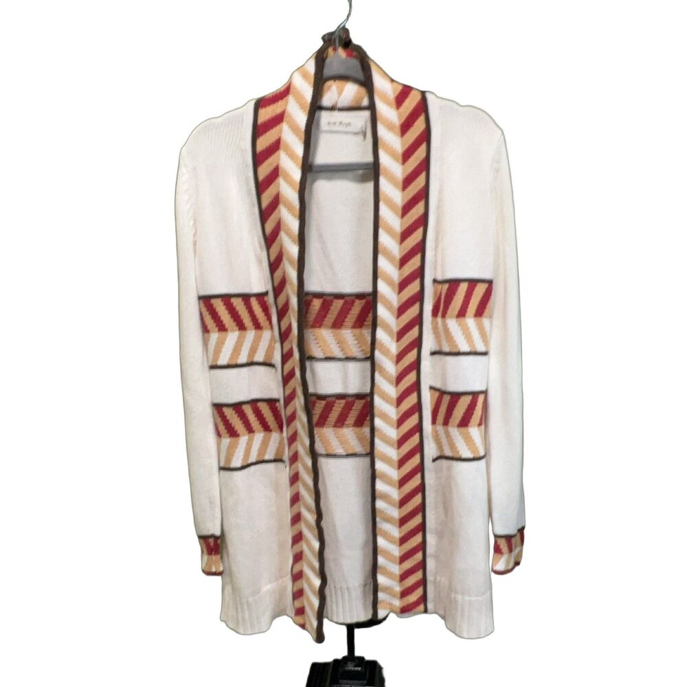 Anthropologie Cameo & Myth Cardigan Women XL Open Knit Chevron Tribal Long Sleev